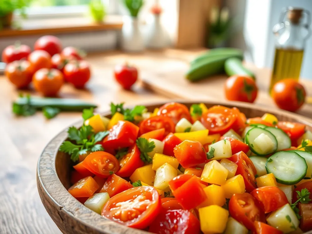 Sałatka z pomidorów i ogórków – przepis na orzeźwiającą sałatkę