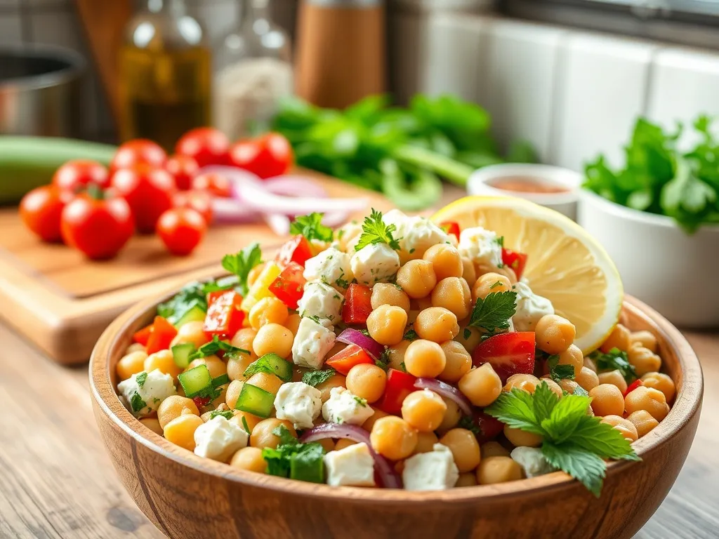 Sałatka z ciecierzycą i feta – przepis na zdrową przekąskę