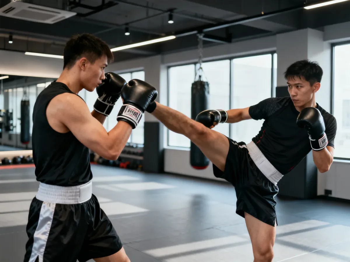 Bokser i kickboxer prezentujący różne postawy walki