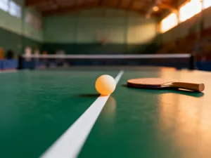 Profesjonalna rakieta tenisowa i lotka na korcie w promieniach słońca, symbolizujące popularność sportów rakietowych.